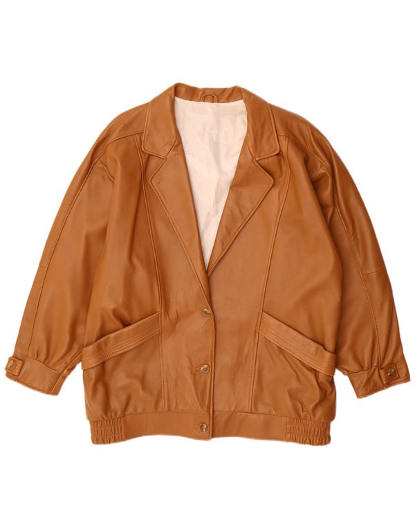 Vintage Damen Übergroße Lederjacke EU 44 XL Braunes Leder