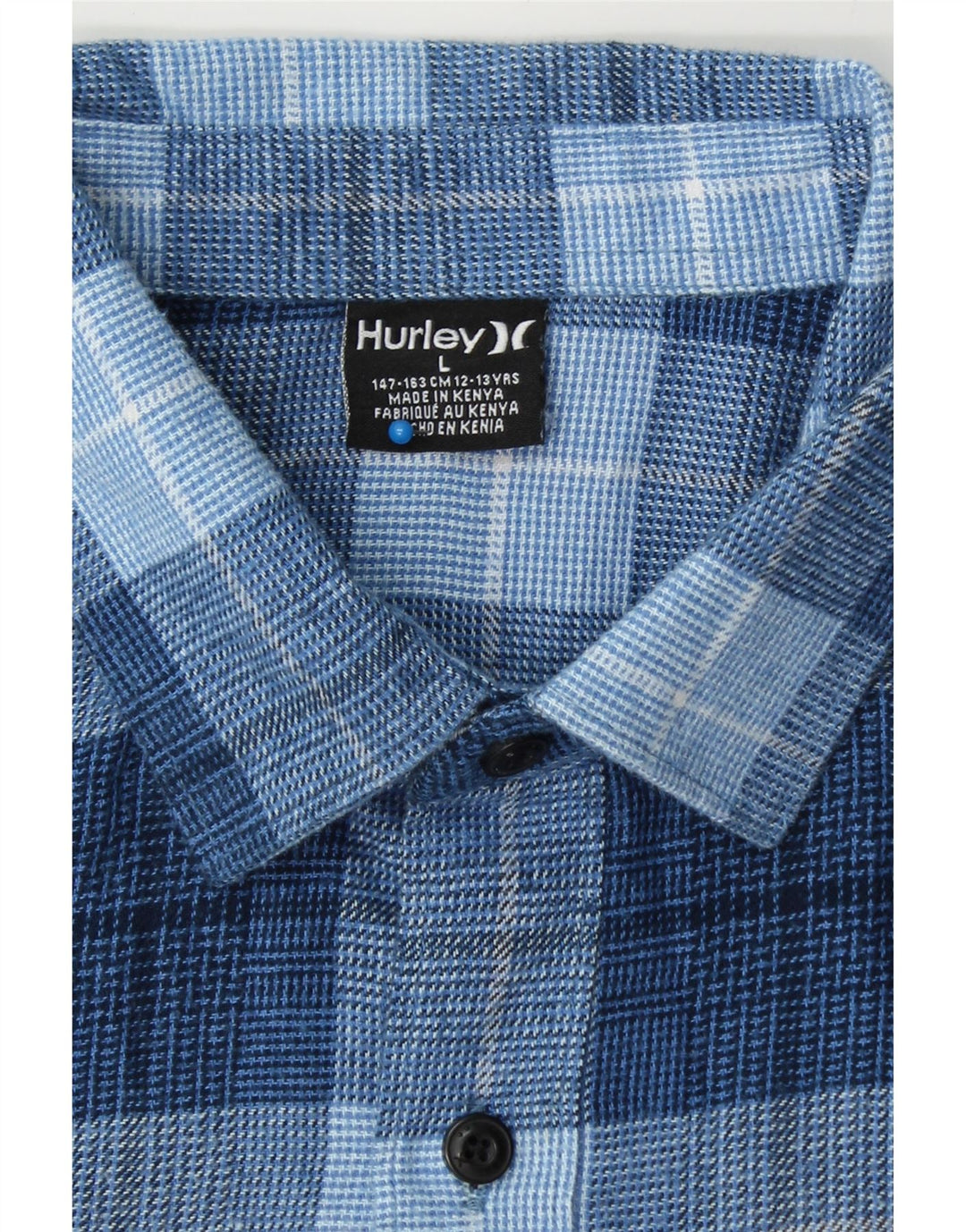 HURLEY Boys Flannel Shirt 12-13 Years Large  Blue Check Vintage Hurley and Second-Hand Hurley from Messina Hembry 