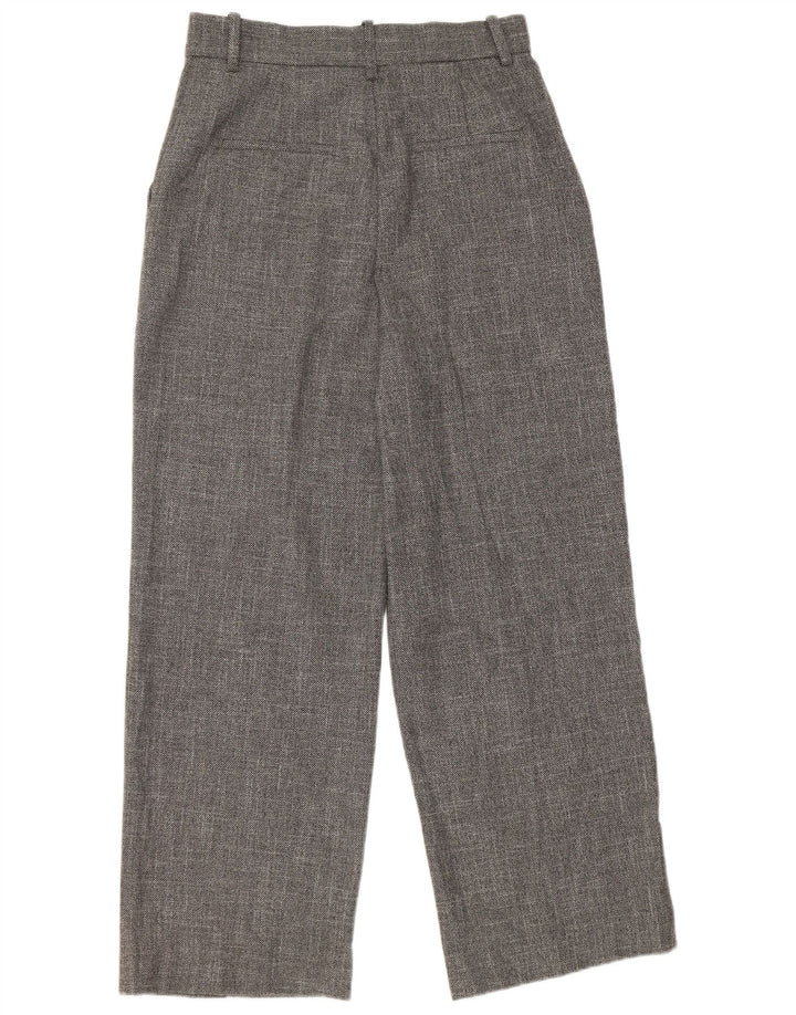 Zara Damen-Freizeithose mit hoher Taille und weitem Bein, mittelgraues Polyester