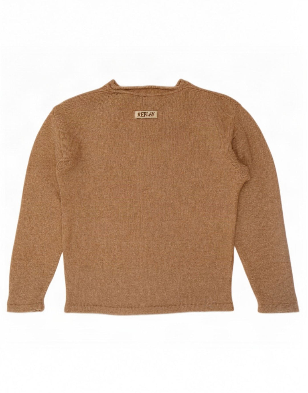 Replay Herren-Pullover mit V-Ausschnitt, kleine beige Wolle