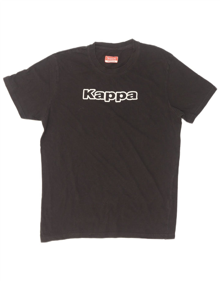 Kappa Herren Grafik-T-Shirt-Oberteil aus mittelschwarzer Baumwolle