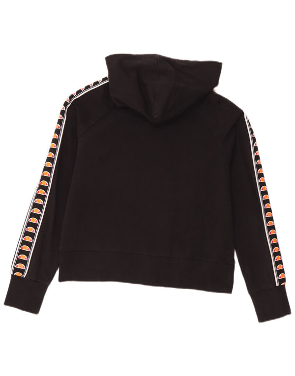 Ellesse Womens Graphic Zip Hoodie Pullover UK 14 Mittelschwarze Baumwolle