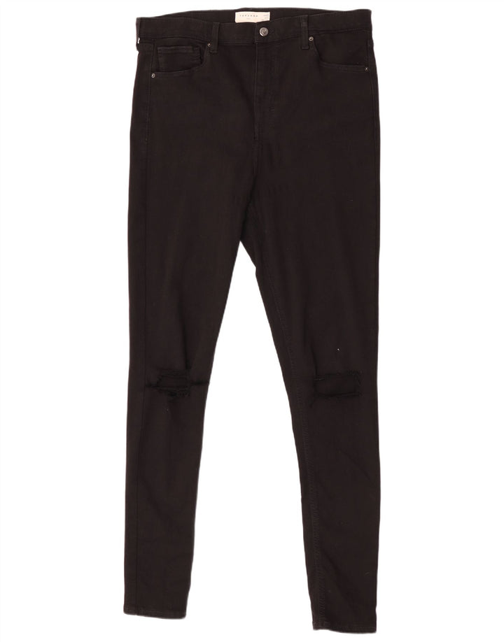 Topshop Damen Jamie Distressed Skinny Jeans W34 L32 Schwarz Polyester