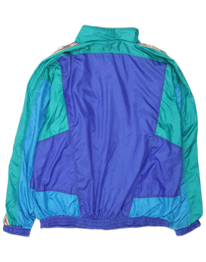 Vintage Herren-Trainingsanzug mit Grafik, groß, blau, Colourblock-Polyamid