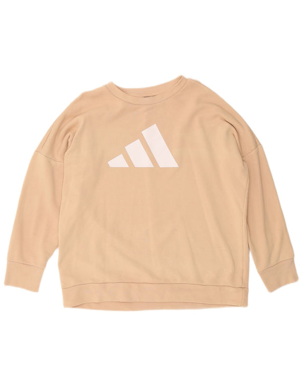 Adidas Damen Graphic Oversized Sweatshirt Pullover UK 12/14 Medium Beige