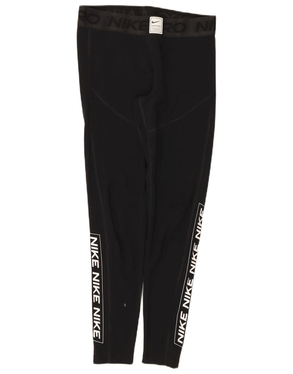 Nike Damen Dri Fit Graphic Leggings UK 14 Large Schwarz Polyester