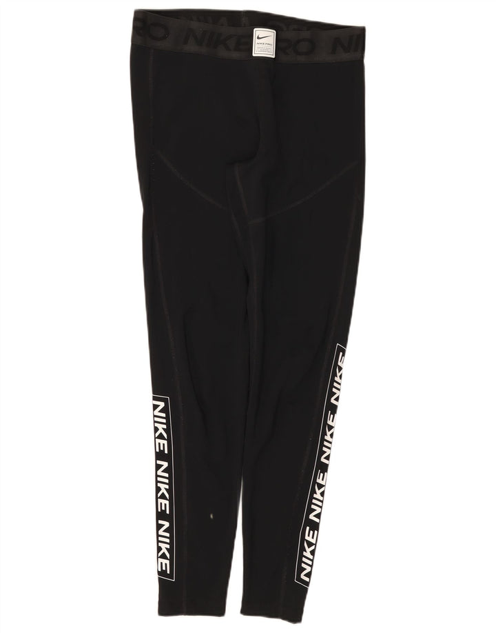 Nike Damen Dri Fit Graphic Leggings UK 14 Large Schwarz Polyester