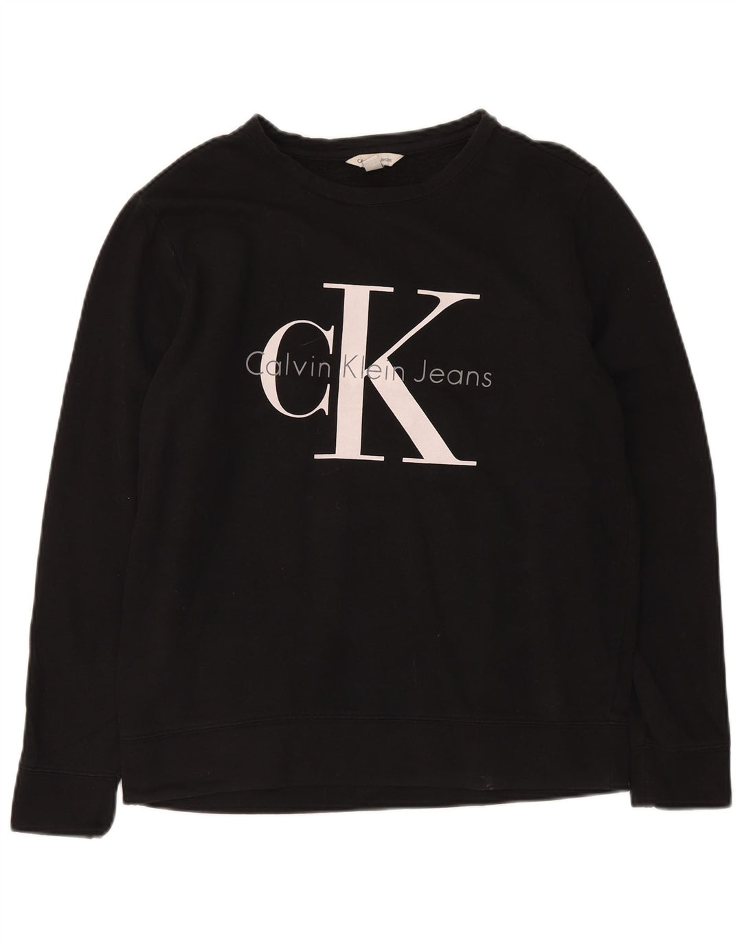 CALVIN KLEIN JEANS Herren-Sweatshirt mit Grafik, Größe S, schwarze Baumwolle