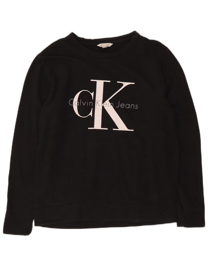 CALVIN KLEIN JEANS Herren-Sweatshirt mit Grafik, Größe S, schwarze Baumwolle
