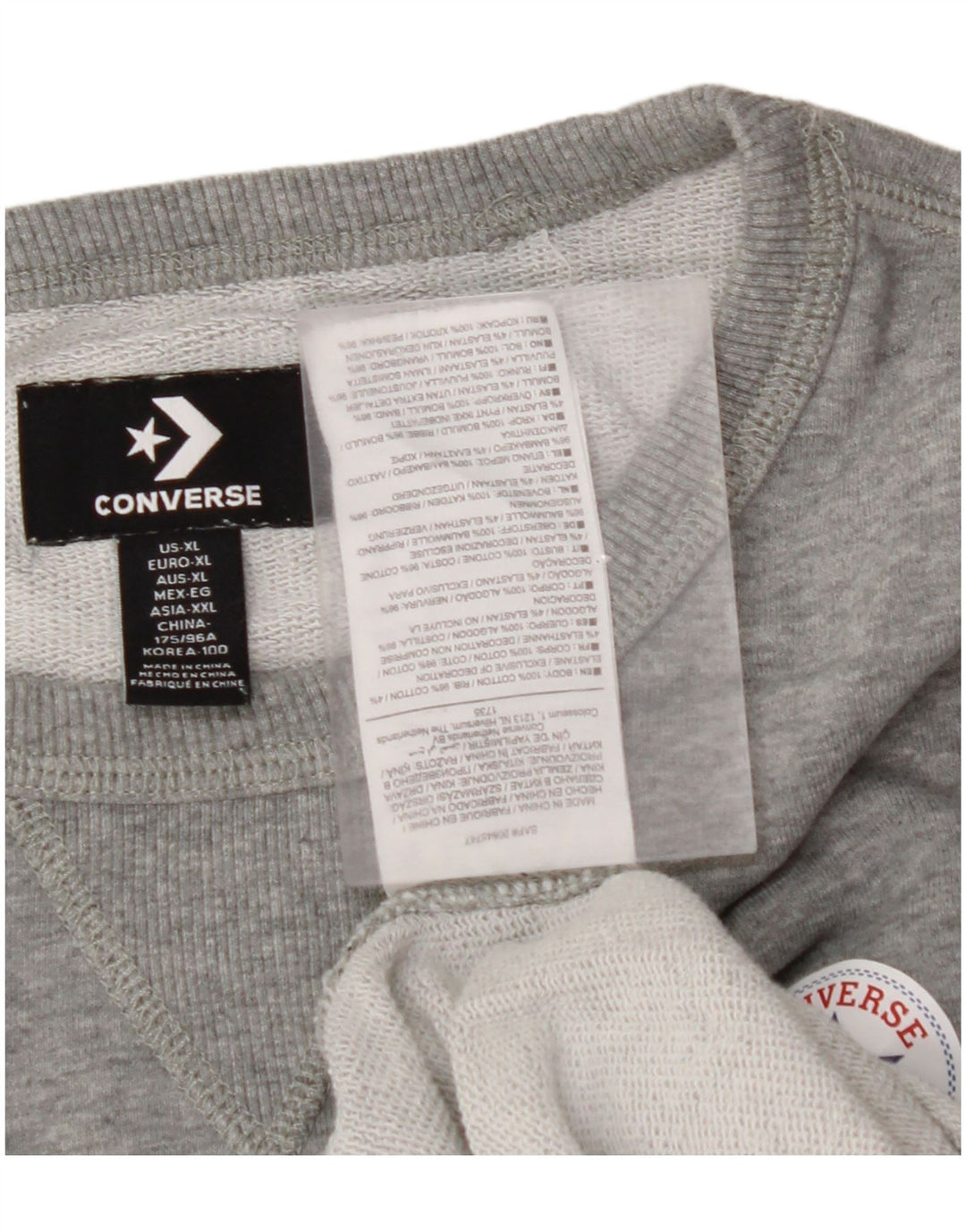 CONVERSE Damen Sweatshirt Pullover UK 18 XL Graue Baumwolle