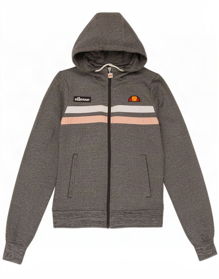 Ellesse Damen-Kapuzenpullover mit Reißverschluss, Größe S, Grau, Farbblock-Polyester
