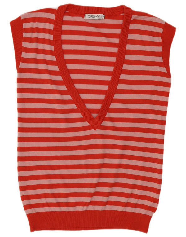 Topshop Damen-Weste-Tanktop UK 10 Small Rot gestreift aus Baumwolle