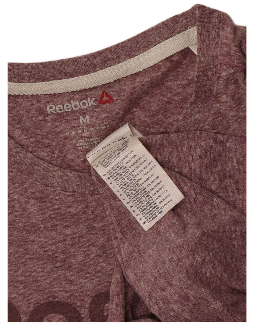 Reebok Herren Grafik-T-Shirt-Oberteil aus mittelrosa gefleckter Baumwolle