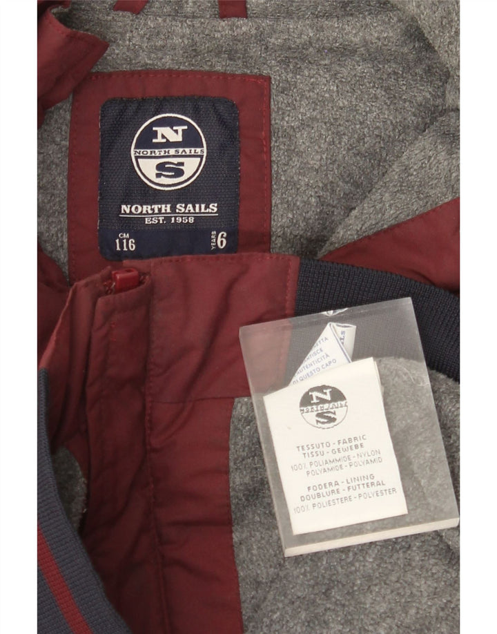 NORTH SAILS Boys Graphic Bomber Jacket 5-6 Years Burgundy Colourblock