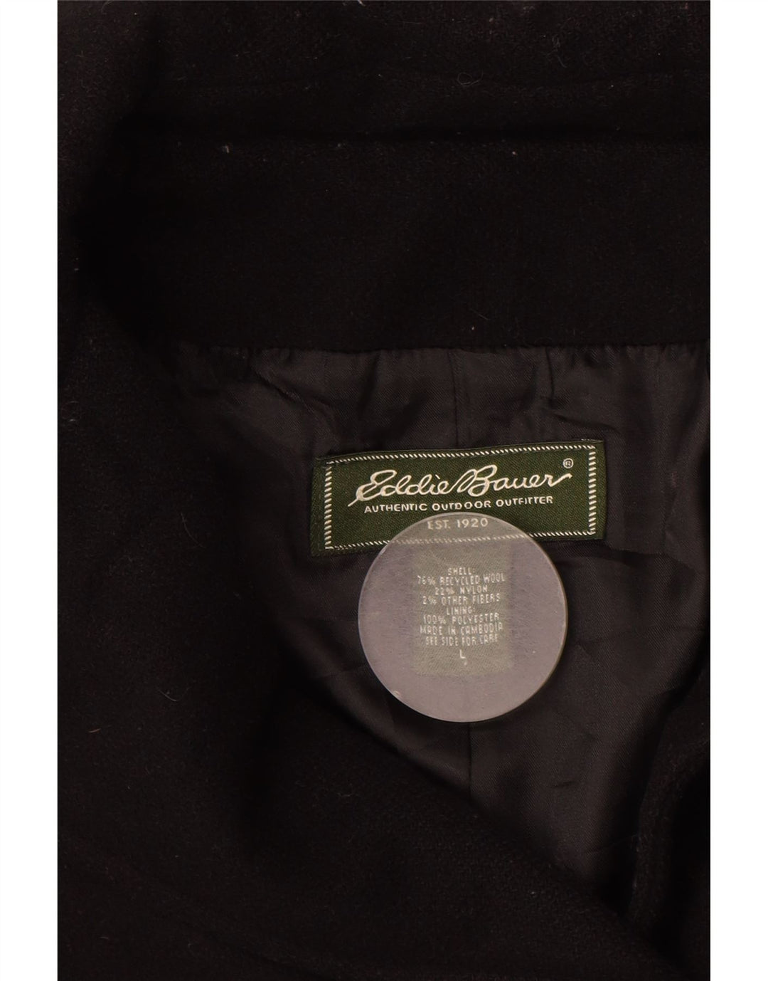 Eddie Bauer Damen Pea Coat UK 16 Große schwarze Wolle