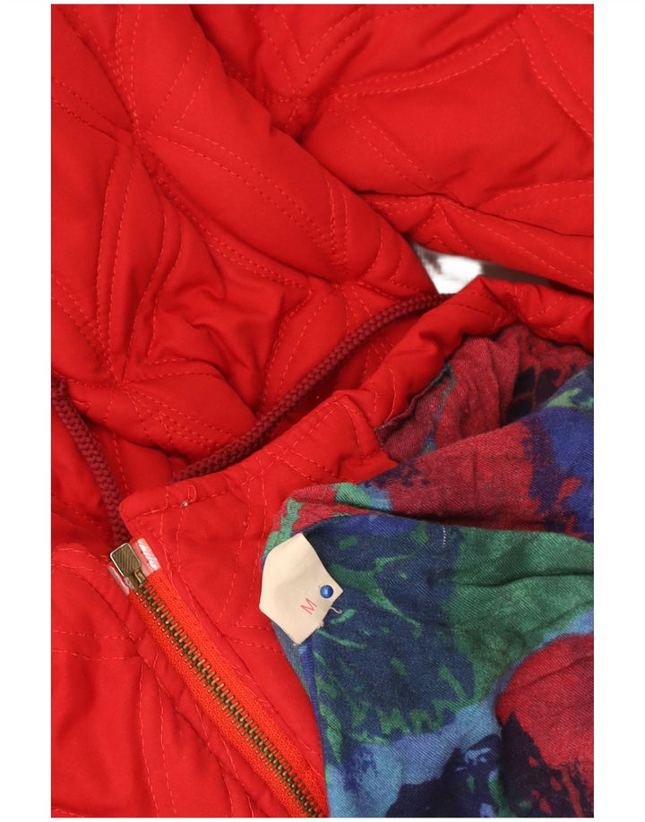 Vintage Damen Stepp-Windbreaker-Mantel UK 14 Mittelrote Viskose