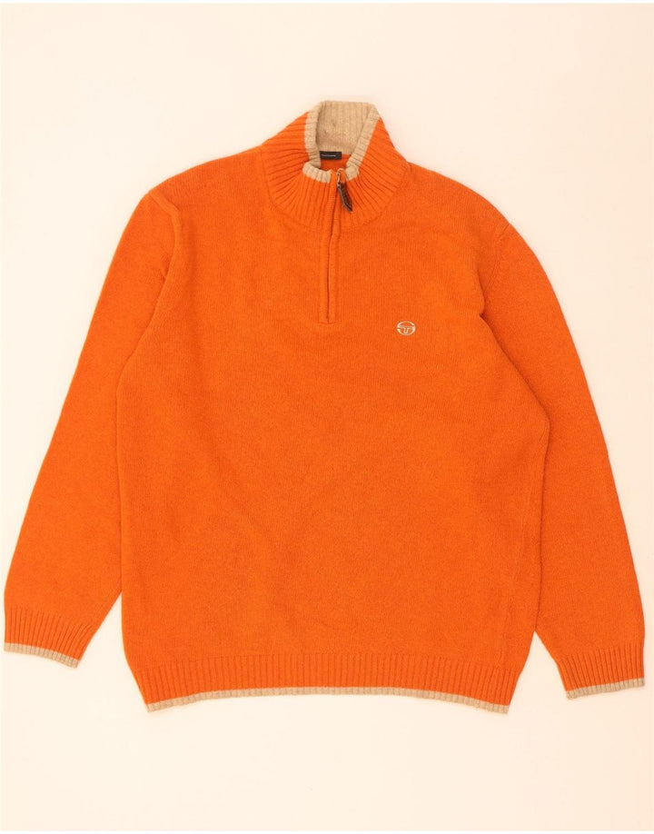 Sergio Tacchini Herren-Pullover mit Reißverschluss, XL, orangefarbene Wolle