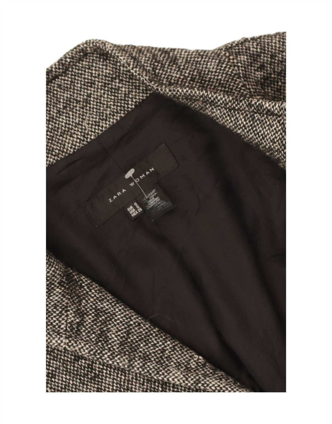 Offene Blazerjacke für Damen von Zara, Gr. 10, klein, grau gefleckte Wolle