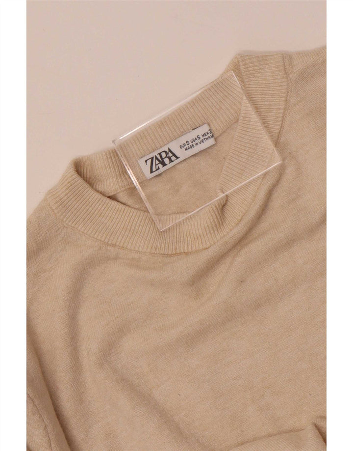 Zara Damen-Pullover mit Rundhalsausschnitt, Gr. 10, Größe S, gebrochenes Weiß