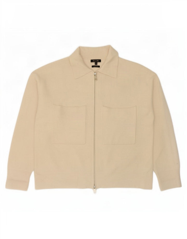 Massimo Dutti Damen-Strickjacke in Übergröße, Gr. 10, Größe S, gebrochenes Weiß