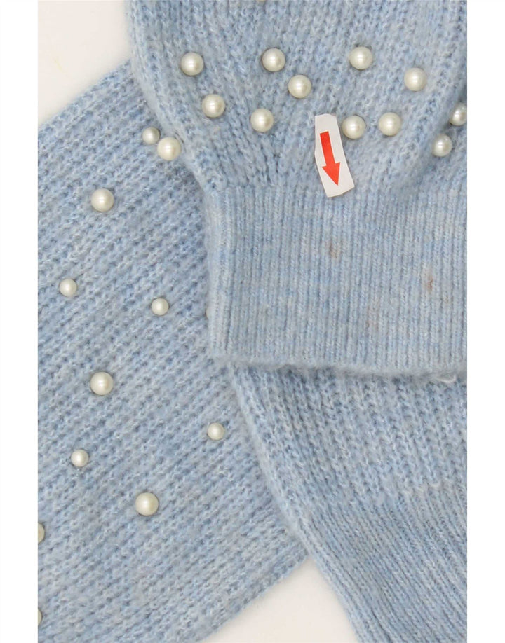 Marks & Spencer Damen-Pullover mit U-Boot-Ausschnitt, UK 14, mittelblau gepunktet