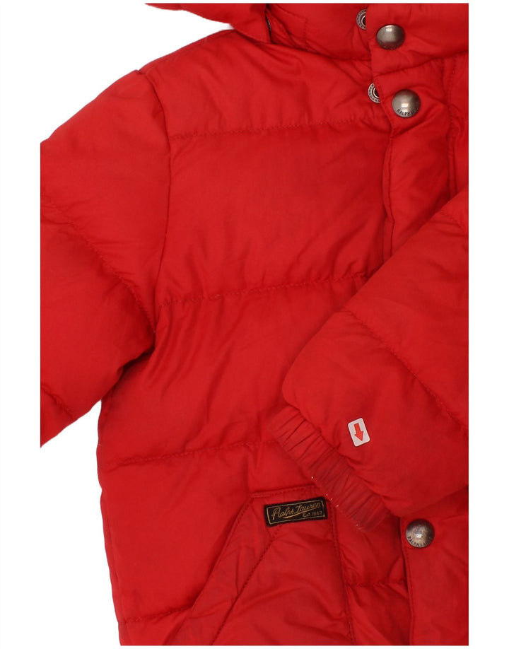 Polo Ralph Lauren Baby-Jungen-Kapuzenjacke, gepolstert, 18–24 Monate, rotes Polyester
