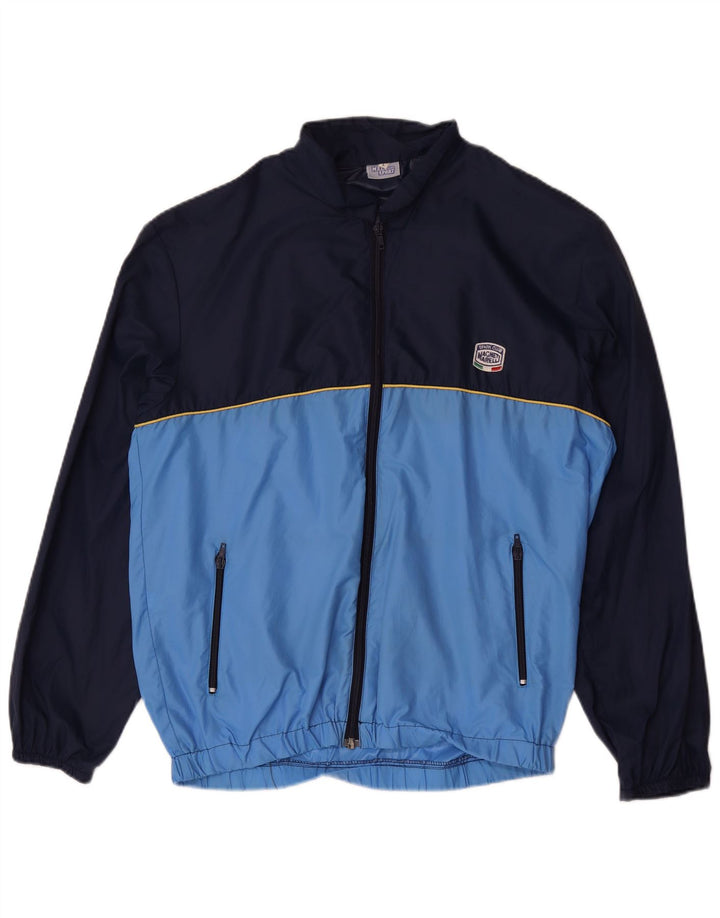 Vintage Herren-Trainingsanzug-Top-Jacke, groß, marineblau, Farbblock