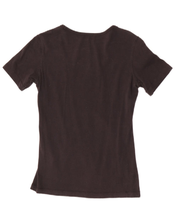 Champion Womens Graphic T-Shirt Top UK 12 Mittelschwarze Baumwolle