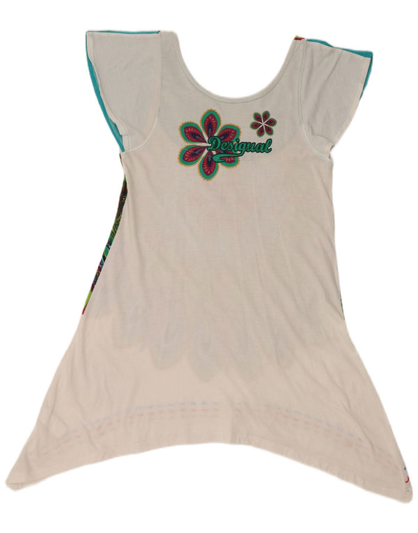 DESIGUAL Womens Graphic Asymmetric Tunic Top UK 18 XL Multicoloured Floral