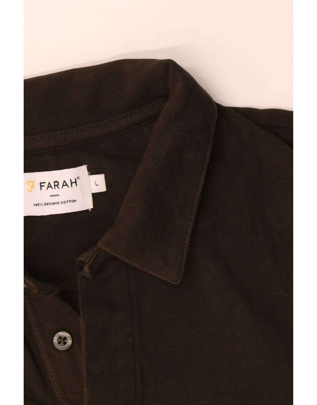 Farah Herren-Langarm-Poloshirt, große Khaki-Baumwolle