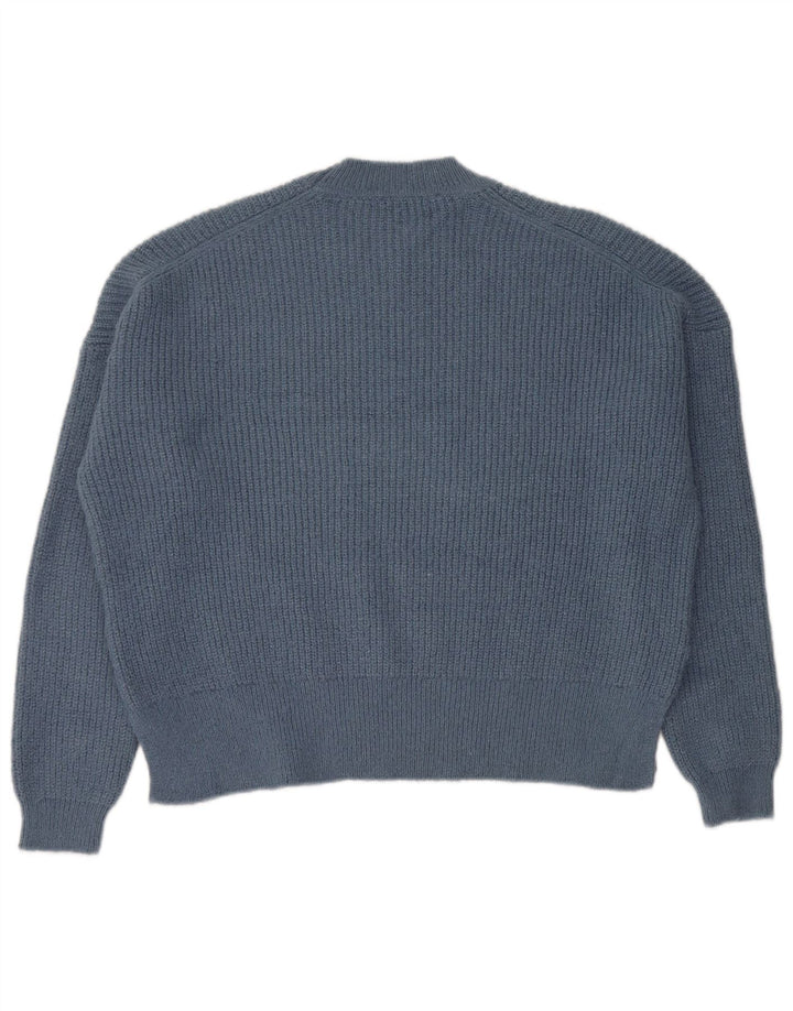 Zara Damen-Pullover, übergroß, Rundhalsausschnitt, Gr. 10, Small, Blau, Acryl