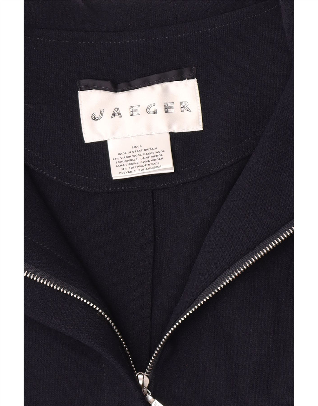 Jaeger Womens Hooded Overcoat UK 10 Small Marineblaue Schurwolle