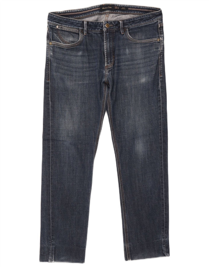 MASSIMO DUTTI Herren Slim Jeans EU 42 Groß W34 L27 Blaue Baumwolle