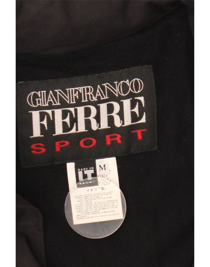 Gianfranco Ferre Herren-Windbreakerjacke mit Kapuze, UK 38, Mittelschwarzes Nylon