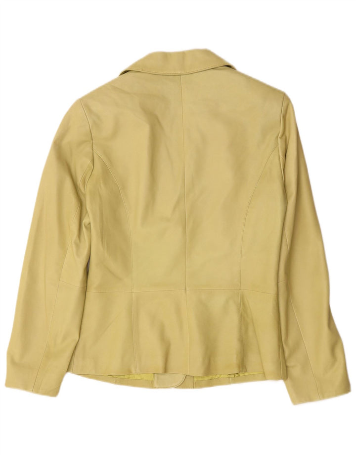 Elegance Damen-Blazerjacke aus Leder mit 3 Knöpfen, Gr. 10, klein, grünes Leder