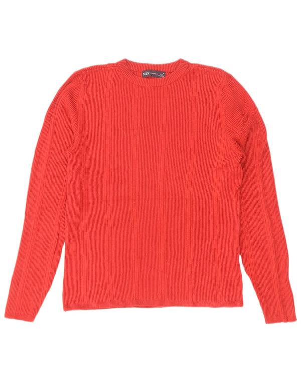 Marks & Spencer Damen-Pullover mit Rundhalsausschnitt, UK 14, mittelrote Viskose