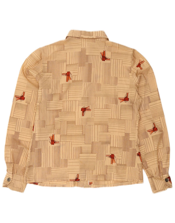 Vintage Damen Shirt UK 12 Medium Beige Geometrisch