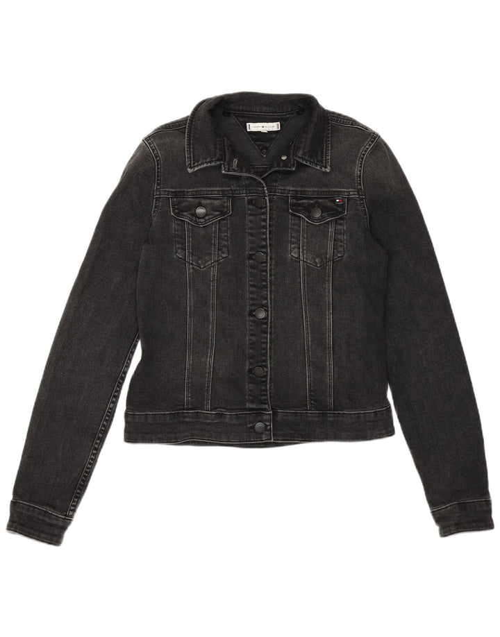 Tommy Hilfiger Damen Crop Denim Jacke US 6 Mittelgraue Baumwolle