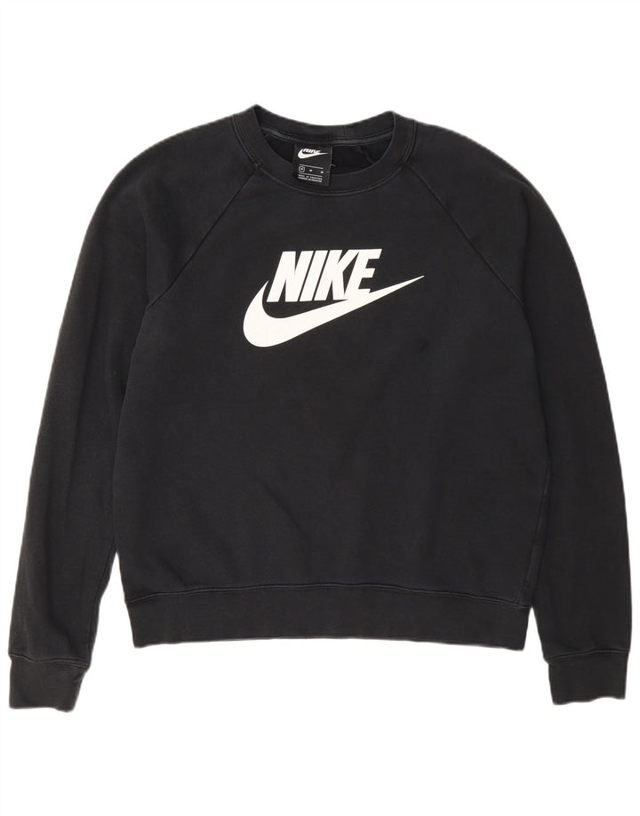 Nike Womens Graphic Sweatshirt Pullover UK 14 Mittelschwarze Baumwolle