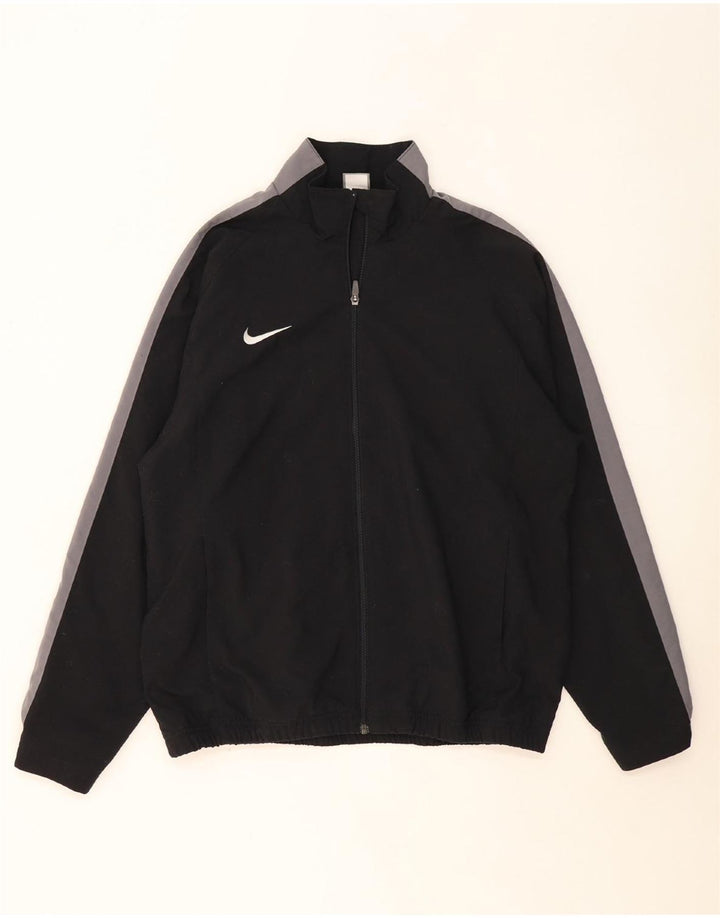 NIKE Herren-Trainingsanzug-Oberteiljacke UK 38/40 Mittelschwarzes Colourblock-Polyester