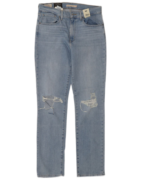 Levi's Damen 724 Distressed High Rise Straight Jeans W30 L32 Blaue Baumwolle