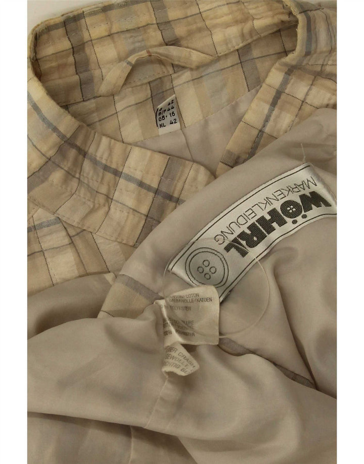 Wohrl Damen Bomberjacke UK 16 Große beige karierte Baumwolle