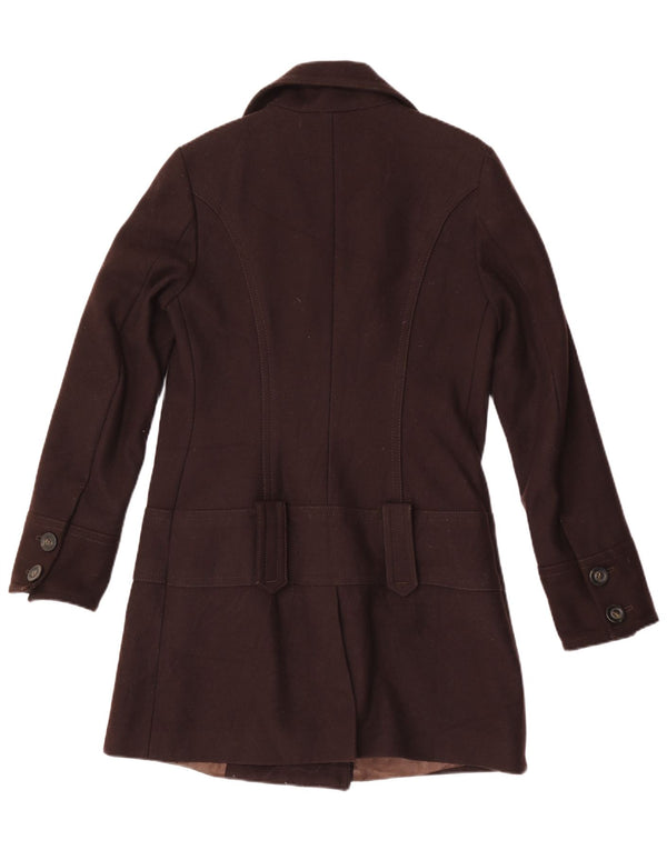 Benetton Womens Overcoat IT 42 Medium Brown Wool