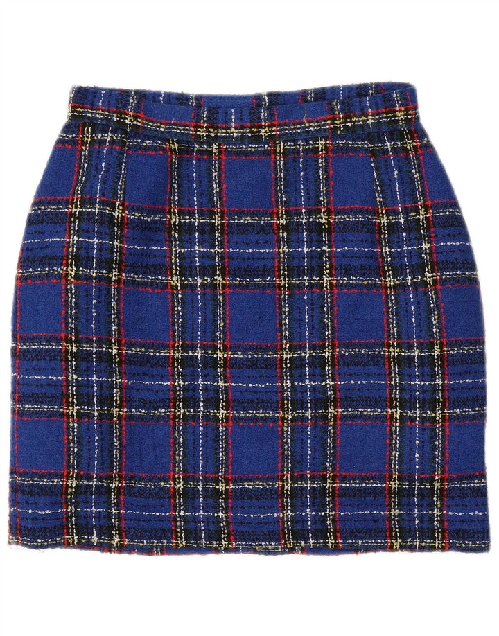 Euronova Damen Minirock IT 44 Medium W28 Blau kariertes Acryl