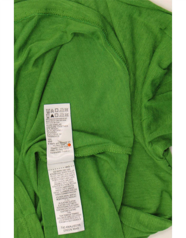 Marks & Spencer Damen-Oberteil, langärmlig, Gr. 44, Grün, geflecktes Modal