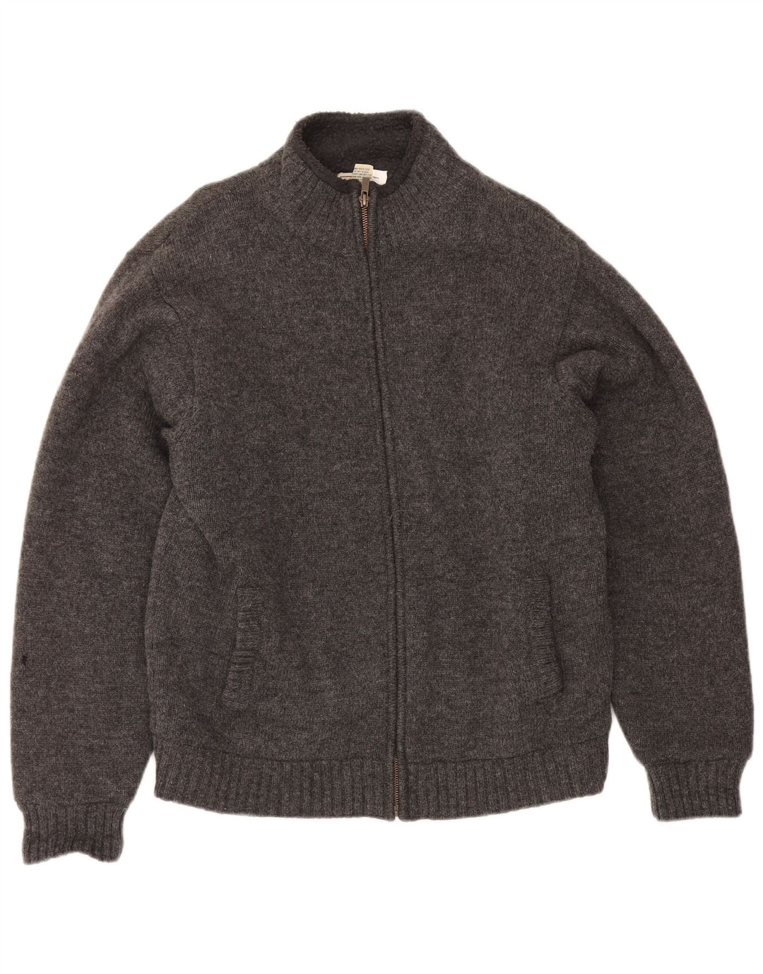 L.L.Bean Herren-Sherpa-Strickjacke aus mittelgrauer Lammwolle
