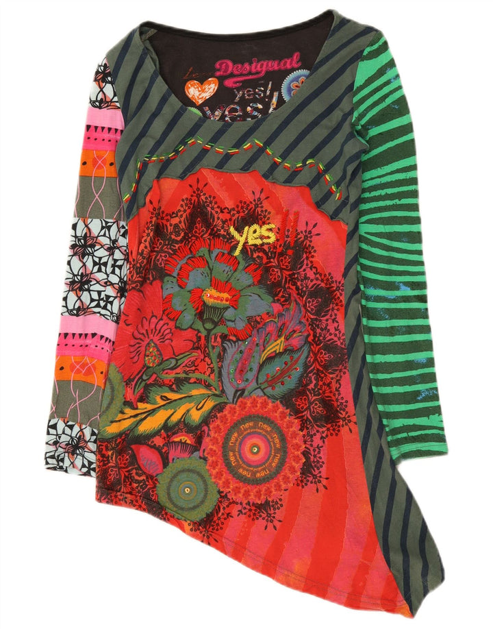 Desigual Damen Langarm-Tunika-Top UK 6 XS Mehrfarbiges Patchwork