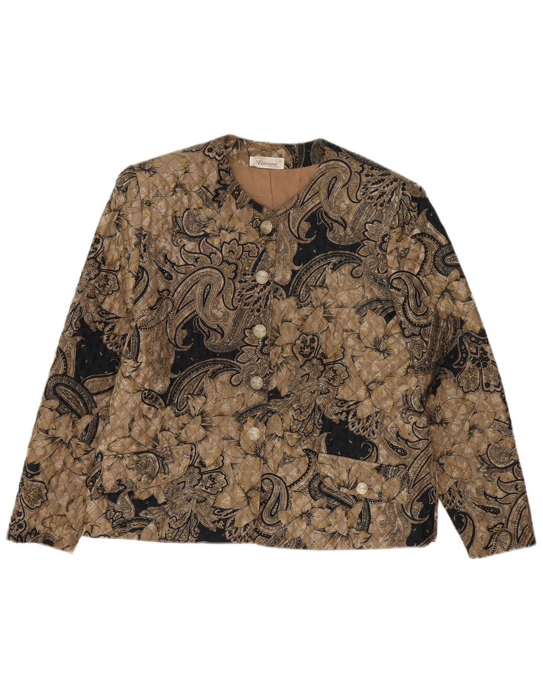 ARIANNA Damen-Steppblazer mit 5 Knöpfen, Größe 46, groß, braun, Paisleymuster