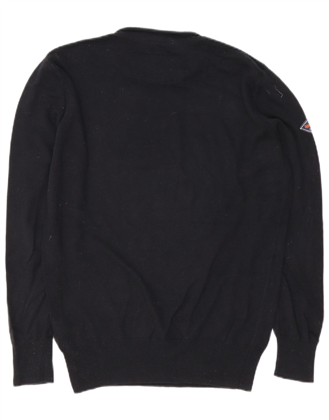 Superdry Herren-Pullover mit Rundhalsausschnitt, Größe S, schwarze Baumwolle