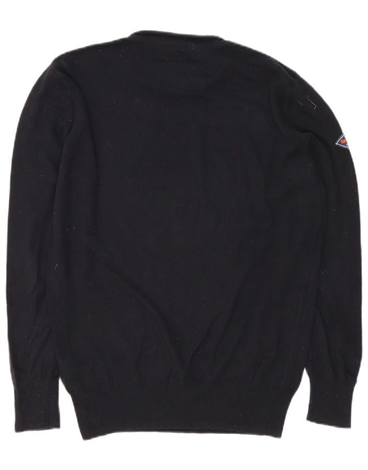 Superdry Herren-Pullover mit Rundhalsausschnitt, Größe S, schwarze Baumwolle